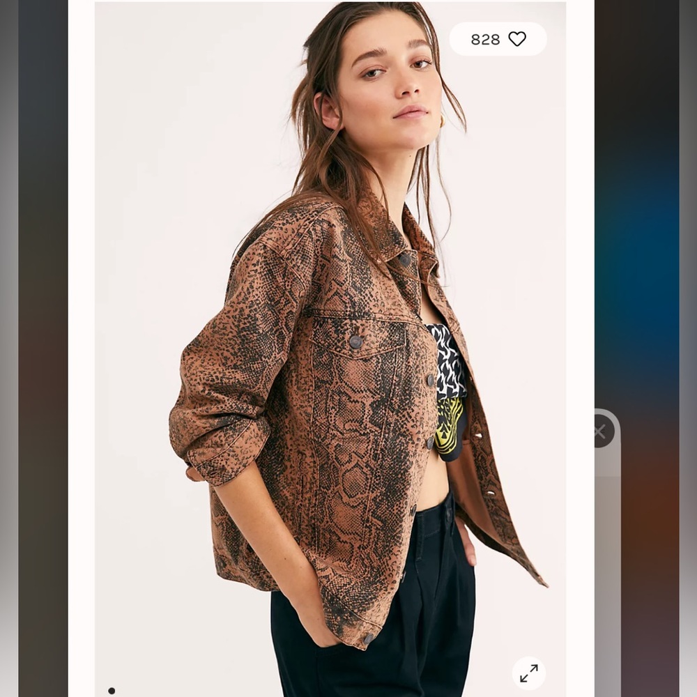 Free People Snake Trucker Jacket
